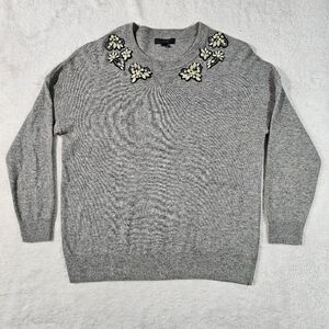 J.CREW Embellished Front GREY Sweater: Size S